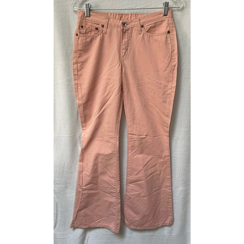 G-Star Jeans Womens 28/30 Low Hip Flare Pink Cotton Linen Blend 5-Pocket Italy
